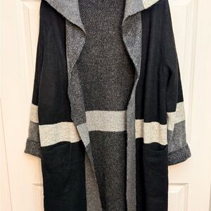 Max Studio London Colorblock Open-Front Sweater Cardigan with Pockets - Size L